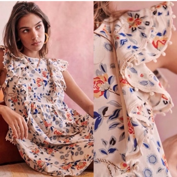 Sezane Alexane Blue Floral Mini NWT SZ 34/US 2 - Picture 4 of 5